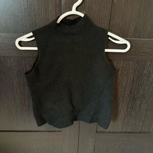 Halston Heritage Black Sleeveless Crop Tank Top